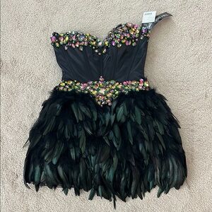 Sherri Hill Black Multi Gem Embellished Dress size 4 NWT